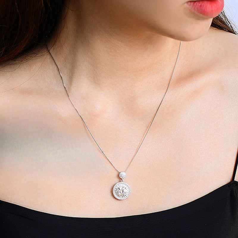 925 Sterling Silver Moissanite Necklace 2 Carat 18K Gold Plated