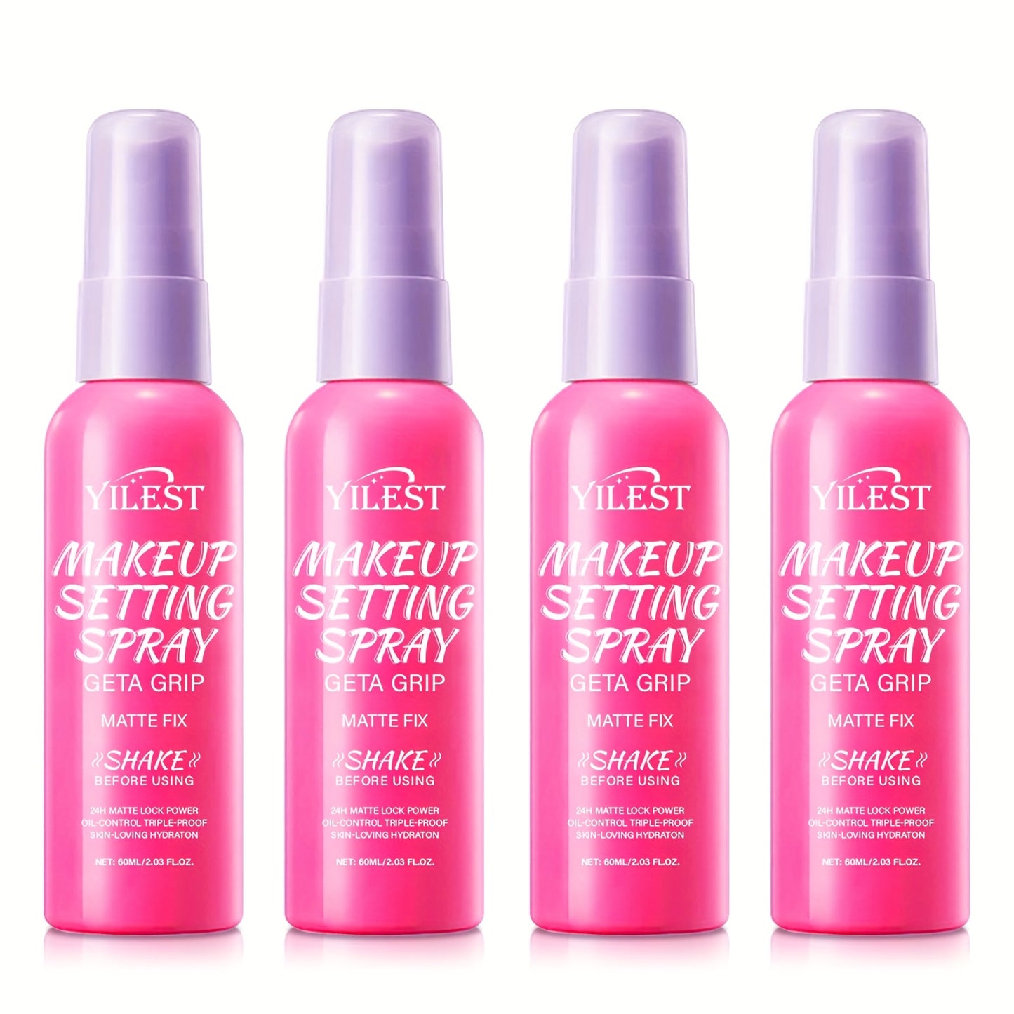 2/4pcs Matte Spray - 24-Hour Long-Lasting Hold, Oil-Free Matte Finish, Hydrating & Non-Sticky, 2.03fl.oz, Fragrance-Free, Vitamin C Enriched, Daily Facial Care, Suitable for All Light Beige Types, Suitable for All Hair Types