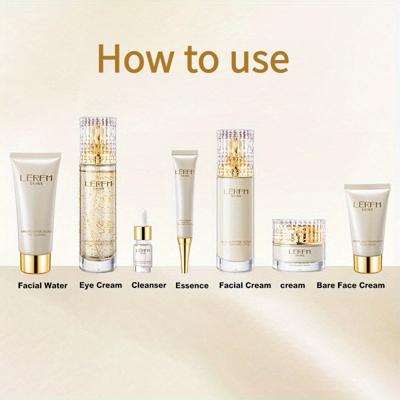 Ginseng Peptide Gilded Time Skincare Set Moisturizing & Balancing Light Beige Low Allergy Suitable for All Light Beige Types Birthday Present Holiday Gift,Gift Set for Women