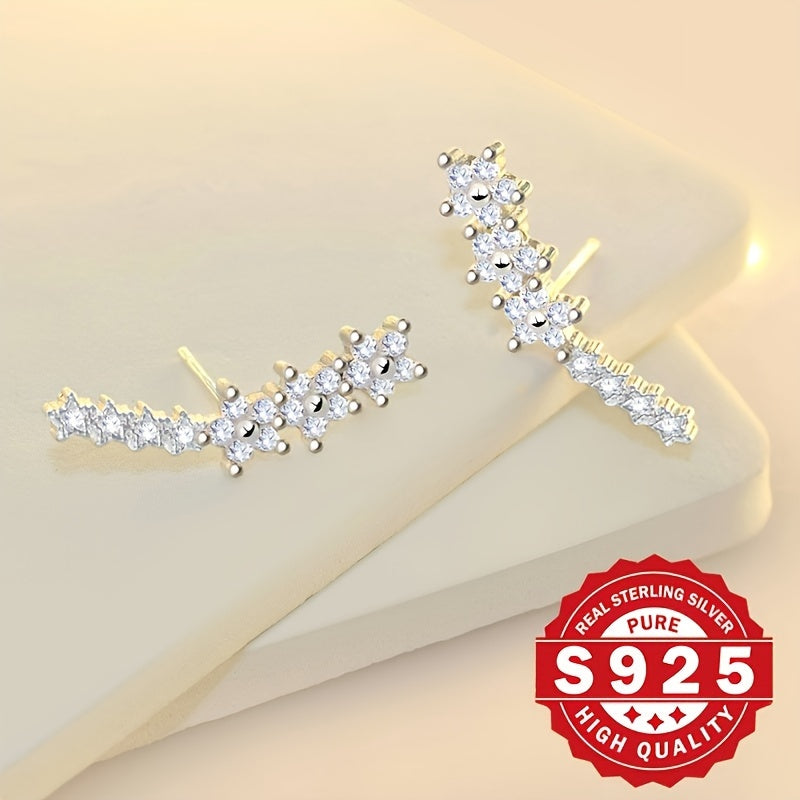 Sterling Silver Drop Earrings, Synthetic Cubic Zirconia