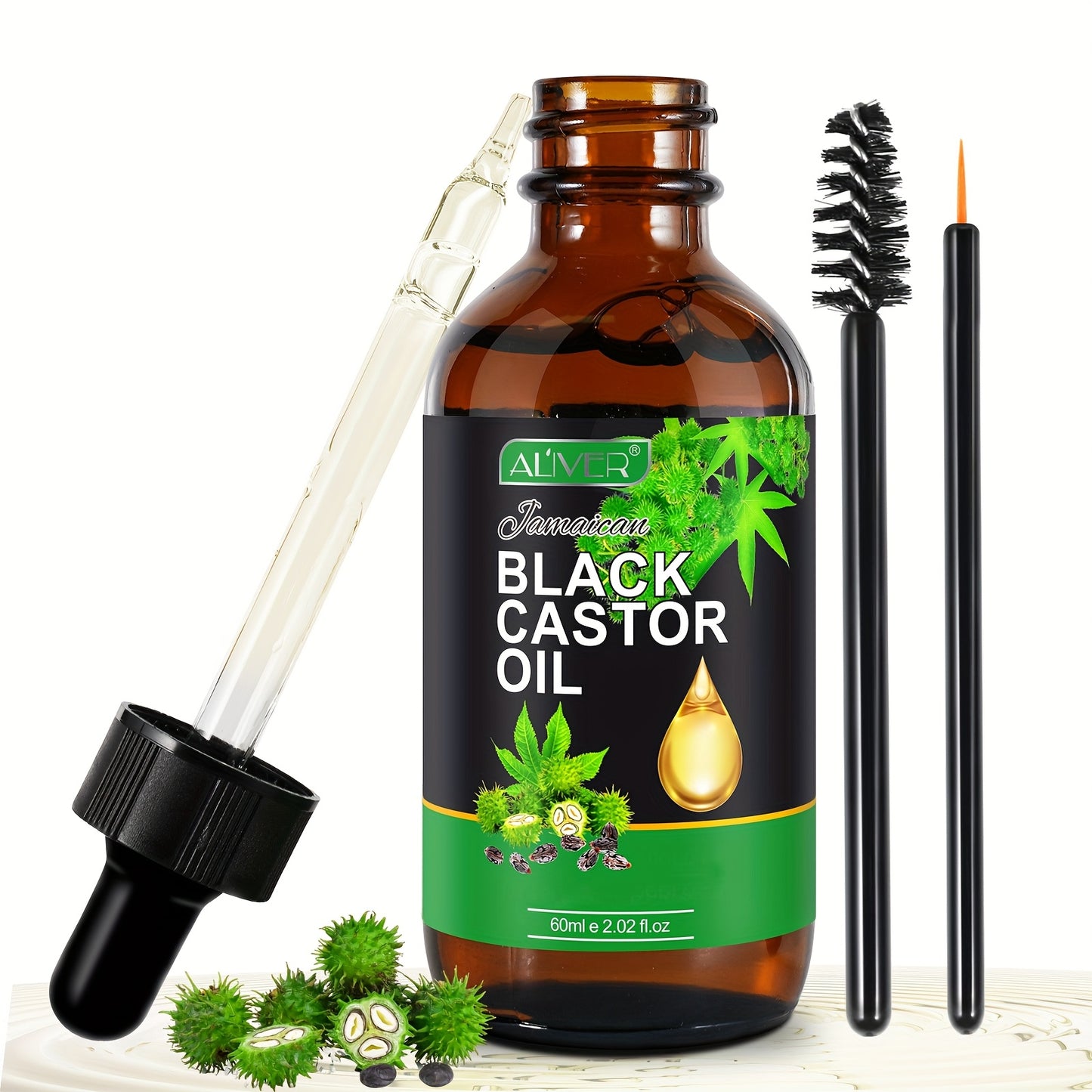 ALIVER Black Castor Oil, 4 Bottles, Multi-purpose Care Essential Oil, Suitable for Face And Body, Deep Hydration, Essential for Home Use