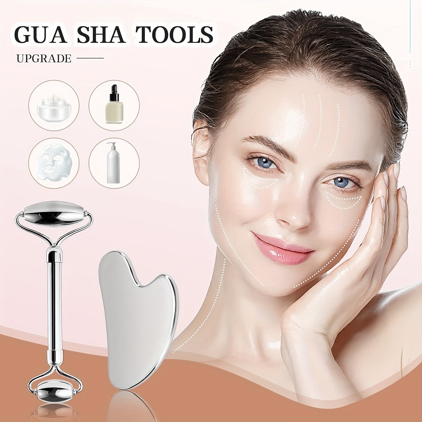 Gua Sha Stainless Steel Facial Tools Set With Heart Massage
