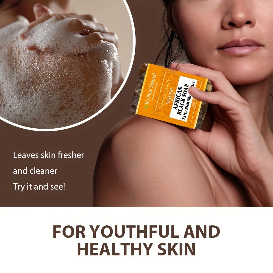 African Black Soap Bar for Cleansing and Moisturizing Skin