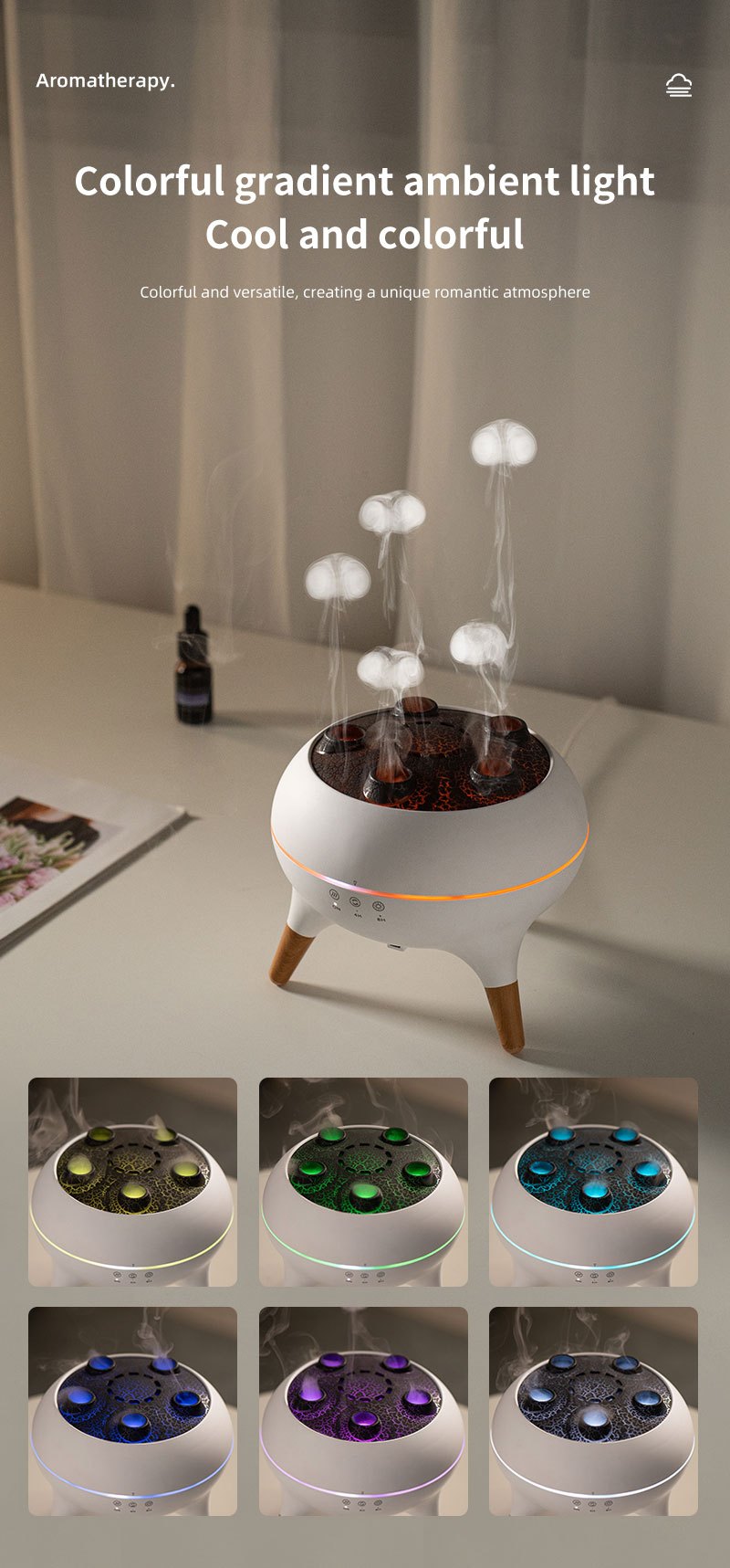 Jellyfish Diffuser Remote Control With 7 LED Lights