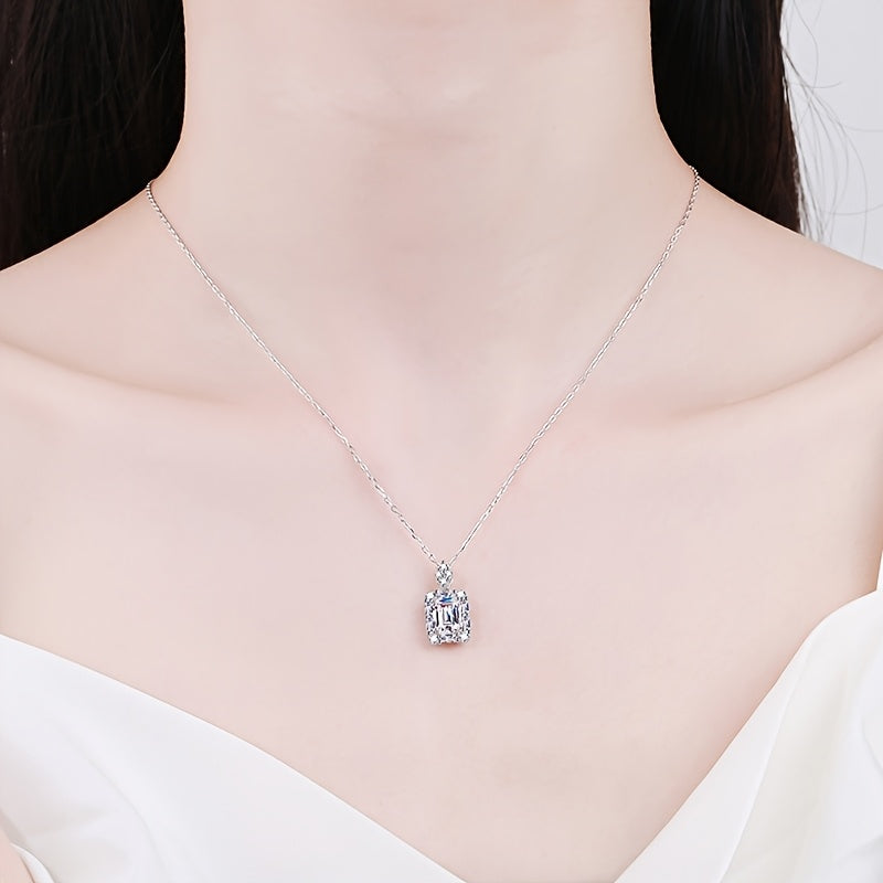 S925 Sterling Silver Plated Moissanite Pendant Necklace Bohemian Elegant Jewelry