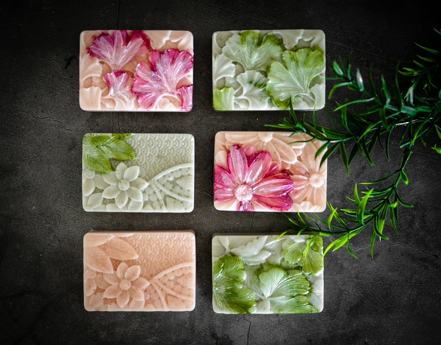 2 Pack Nature Pattern Soap Molds Butterfly Flower Silicone