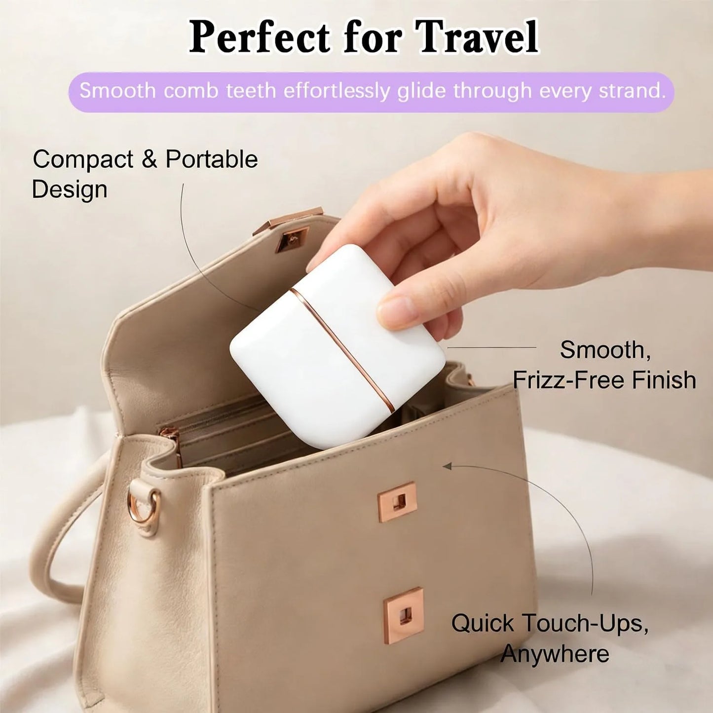Mini Cordless Hair Straightener Brush Rechargeable Portable Hot Comb Rapid Heat 3 Temp Control Travel Styling Tools USB Charging