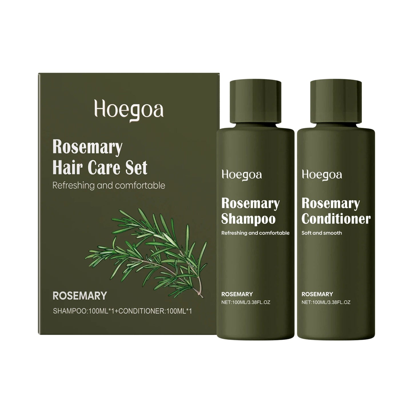 Hoegoa 1set Rosemary Scalp Cleansing Shampoo Conditioner Set Anti Dandruff Frizz Oil Control Nourishing Refreshing Hair Care Set
