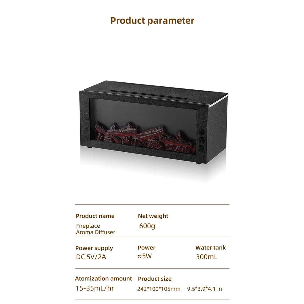 2025 Aromatherapy Ultrasonic Humidifier Essential Oil Diffuser for Home Cool Mist Electronics Night Light realistic flame