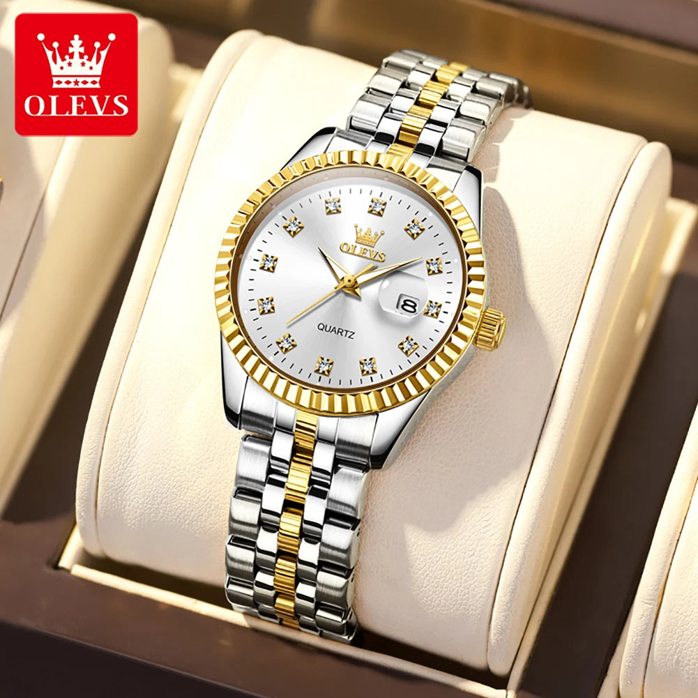 OLEVS Women's Watches Luxury Diamond Elegant Wristwatch Set