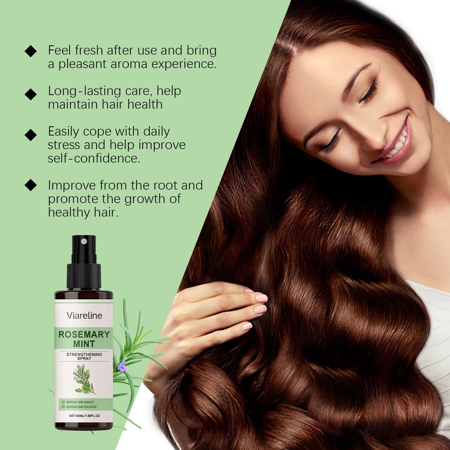 Rosemary Mint Spray Promotes Hair Growth And Strengthens Hair With Nourishing Care Reduce Split Ends Wash Free Hair Care Spray