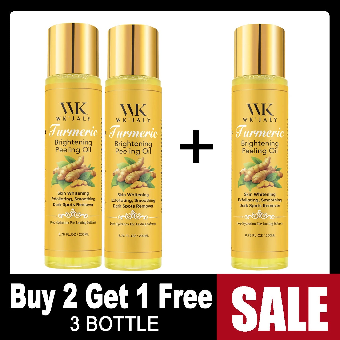 WK JALY Turmeric Brightening Peeling Oil, Exfoliation, Remove Dark Spots, Whitening, For Face, Body, Hand, Feet, All Skin Types