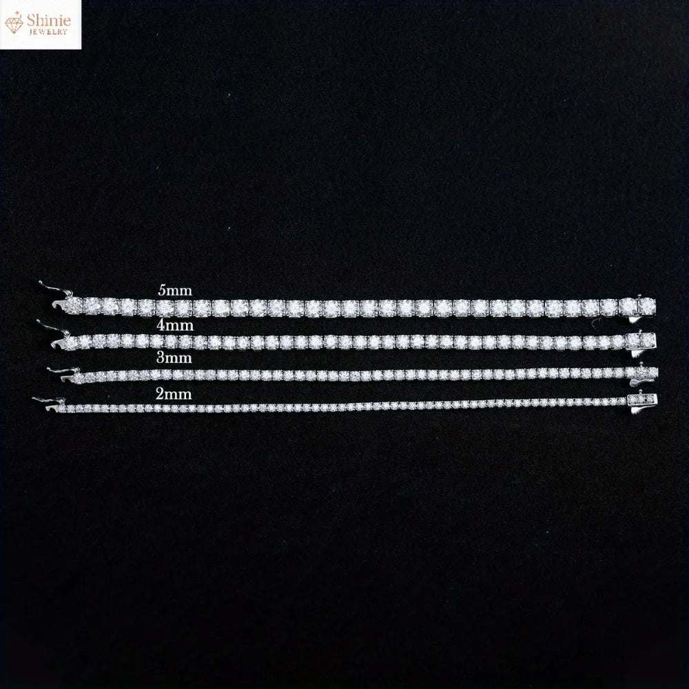 new S925 Sterling Silvery Tennis Bracelet 2/ 3/ 4/ 5mm Moissanite Fine Jewelry Hypoallergenic 6.69-8.66inch Length