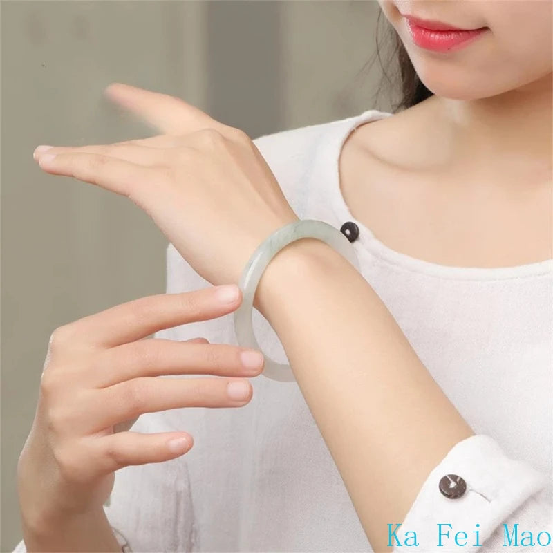 Natural Jadeite Tianshan Jade Ice-Translucent Bracelet Simple Exquisite Elegant Fashion Luxury Jewelry Best Selling Holiday Gift