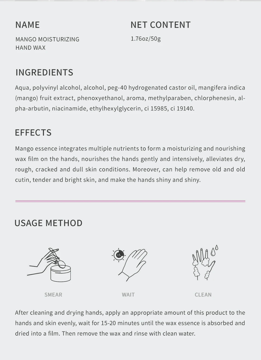 Mango Wax Whitening Hand Mask Repair
