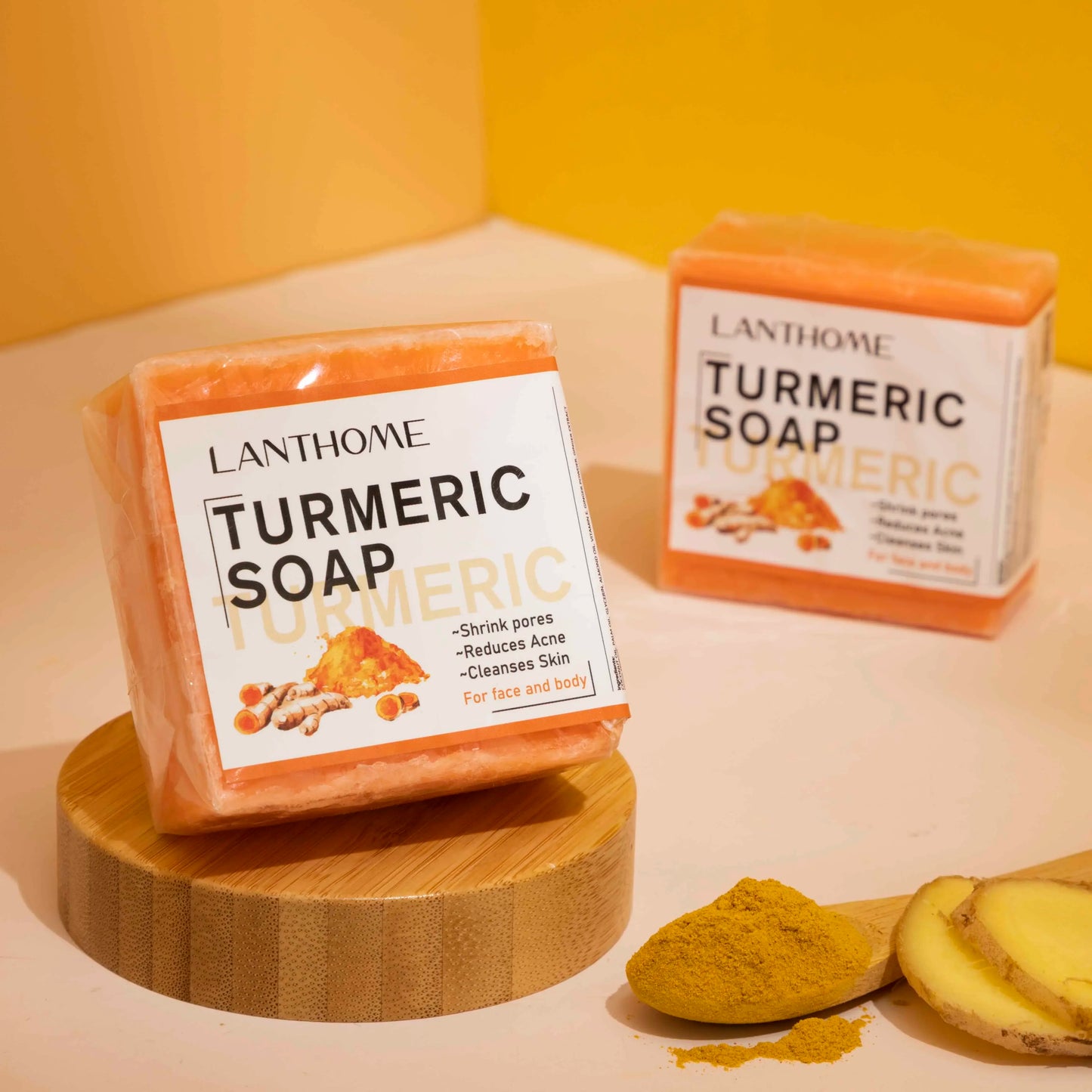 Turmeric Soap Face Cleansing Anti Acne Whitening Skin Lightening Face Remove Pimples Dark Spots Lightening Ginger Handmade Soap
