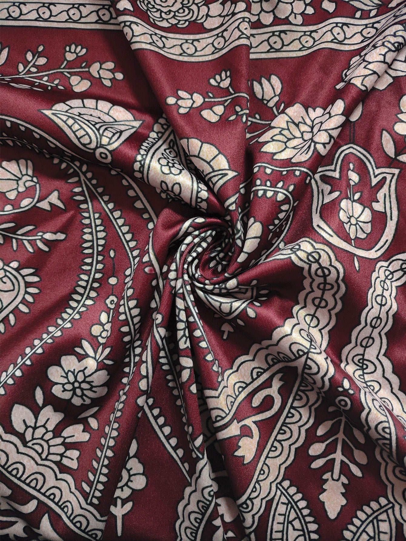 Elegant Paisley Print Womens Cardigan Open Front Knitwear