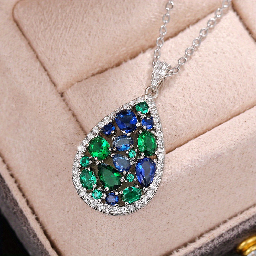 925 Sterling Silver Necklace Earrings, Droplet Shaped Necklace Earrings, Ladies' Necklace Earrings, Elegant And Exquisite. Fashionable Classic Necklace Earrings, Gift Jewelry Box, Wearing at Parties, Girlfriend'S Favorite Gif