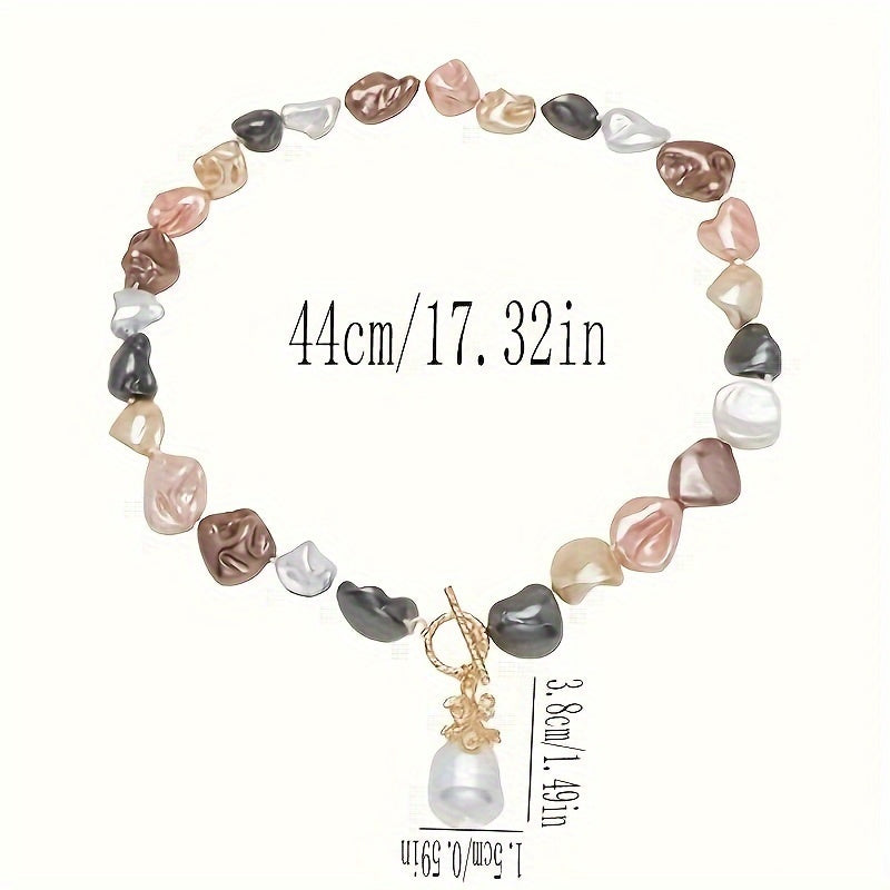 Elegant Luxury Freshwater Pearl Necklace with Asymmetrical Baroque Bead Pendant and Toggle Clasp - Versatile Gift for Banquets and Special Occasions