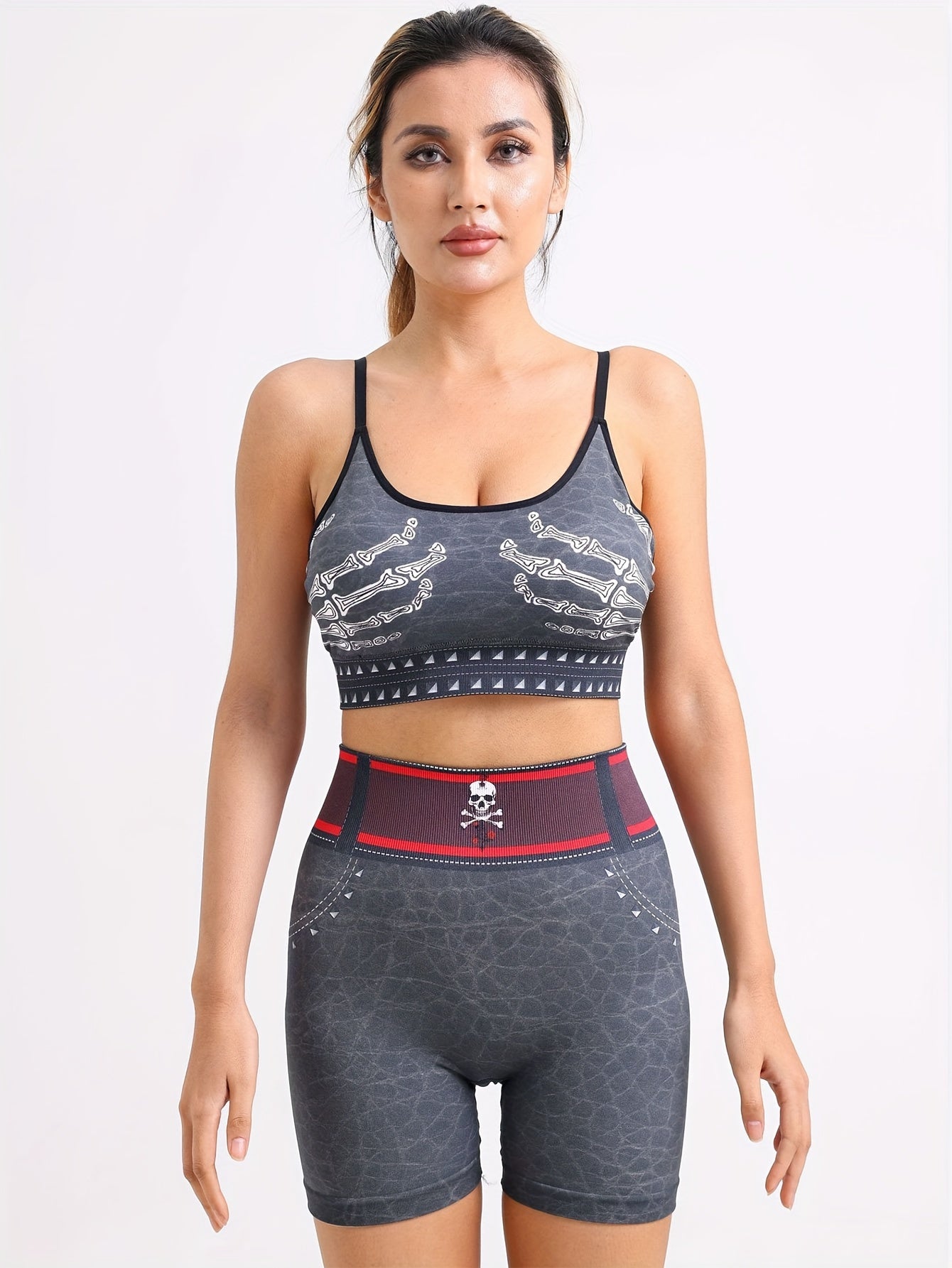 Holiday Clothing Halloween Costumes Women's Workout Sets 2 Piece Yoga Outfit High Waisted Biker Shorts Leggings Sports Bra Gym Fitness Clothes, Workout Sets 2 Piece Seamless Yoga Outfits Shorts And Crop Top Matching Gym Athle