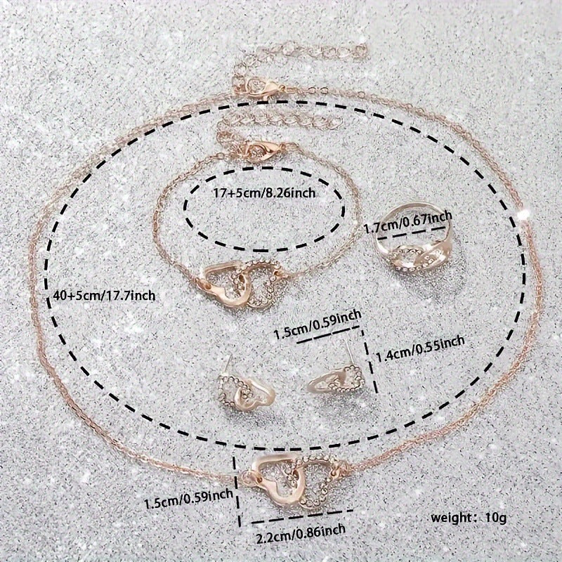 Elegant Ladies Three Eye Quartz Watch Set with Zircon Accents