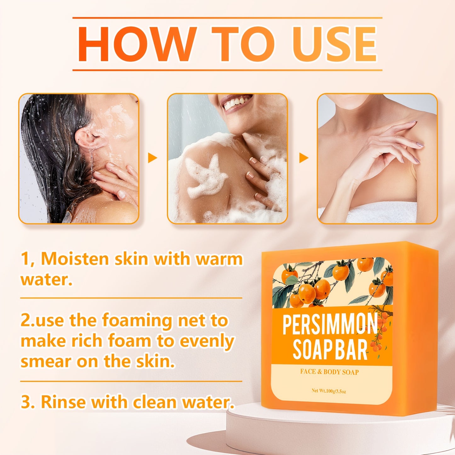 Persimmon Body Soap Bar For Odor Control Moisturizing