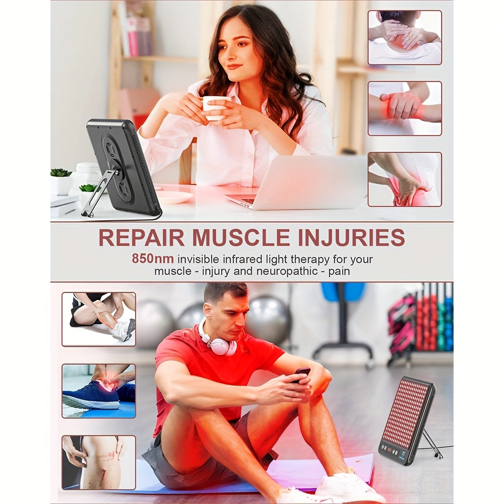 225 LEDs Dual-Chip Red Light Therapy Panel, Portable 660nm Red Light & 850nm Near-Infrared LED Device With Stand Timer, For Face Body Skin Care Home Spa Use