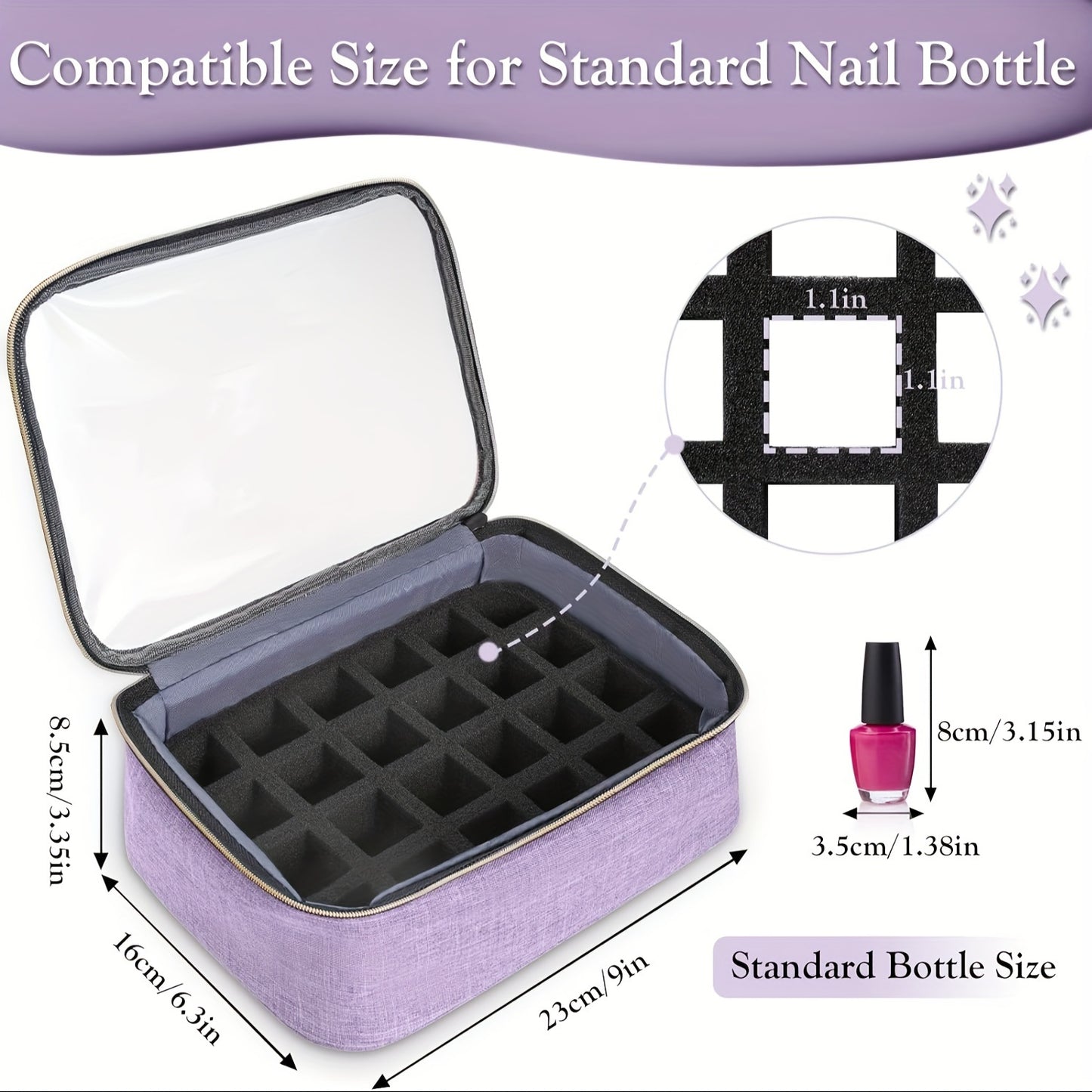 Nail Polish Storage Organizer Holds 72 Bottles (15 Ml-0.5fl.oz), Nail Polish Carrying Case with 3 Removable Pouches And 4 Zippered Pockets for Manicure Tools Supplies&Nail Lamp, Travel Accessories Must Have&Travel Accessories