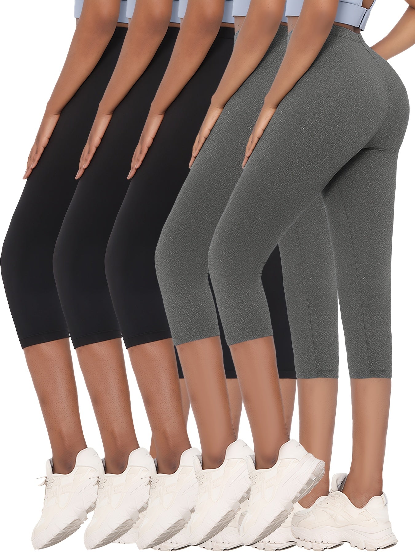 Super Soft 5pcs Capri Pants - No See Through Workout Running Yoga Athletic Leggings for Women