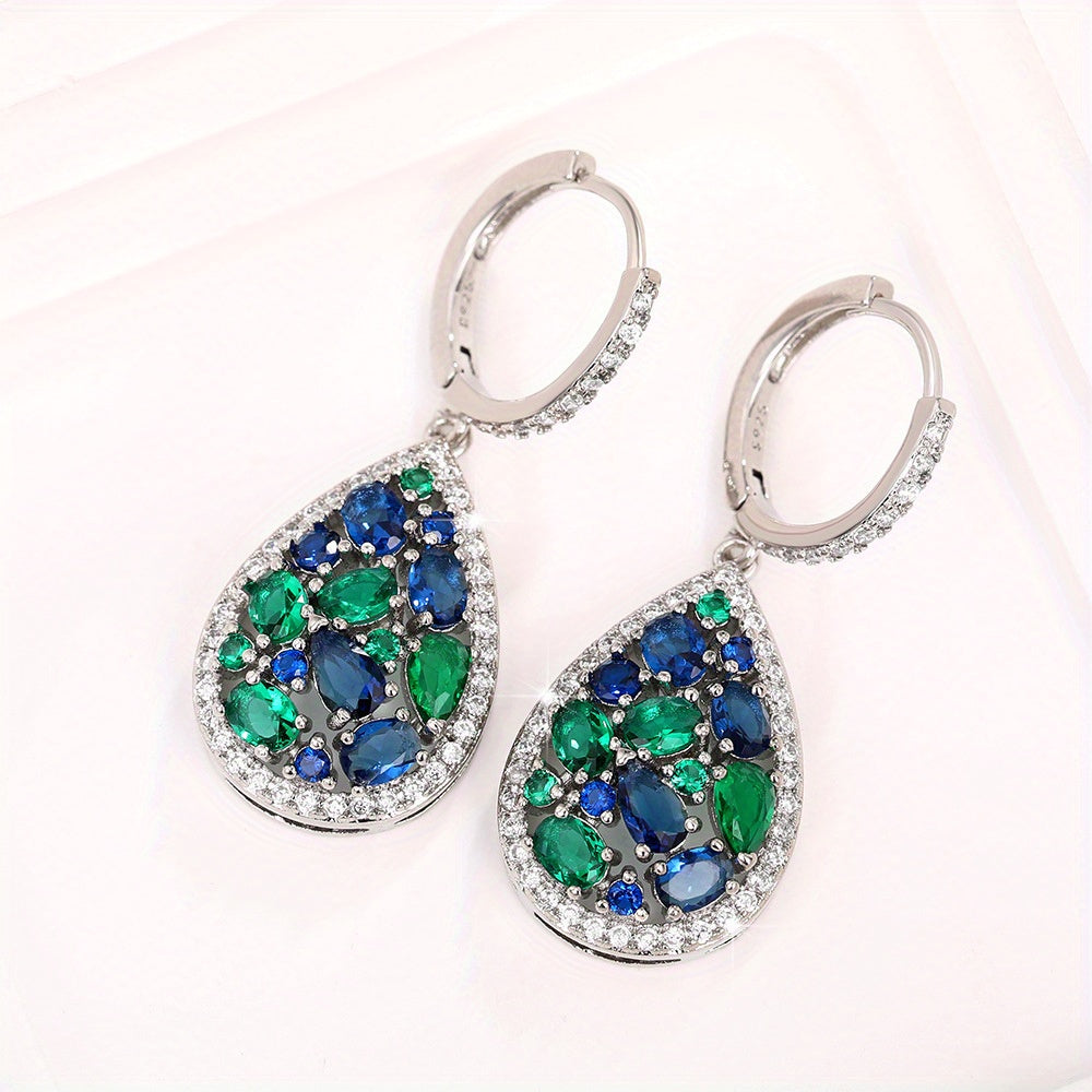 925 Sterling Silver Necklace Earrings, Droplet Shaped Necklace Earrings, Ladies' Necklace Earrings, Elegant And Exquisite. Fashionable Classic Necklace Earrings, Gift Jewelry Box, Wearing at Parties, Girlfriend'S Favorite Gif