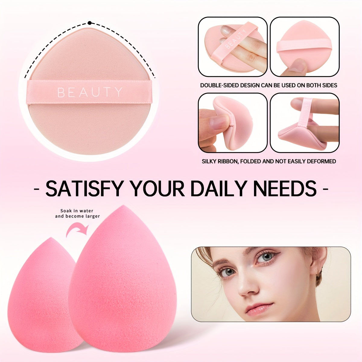 10 Piece Beauty Facial Care Set With Pink Roller Gua Sha