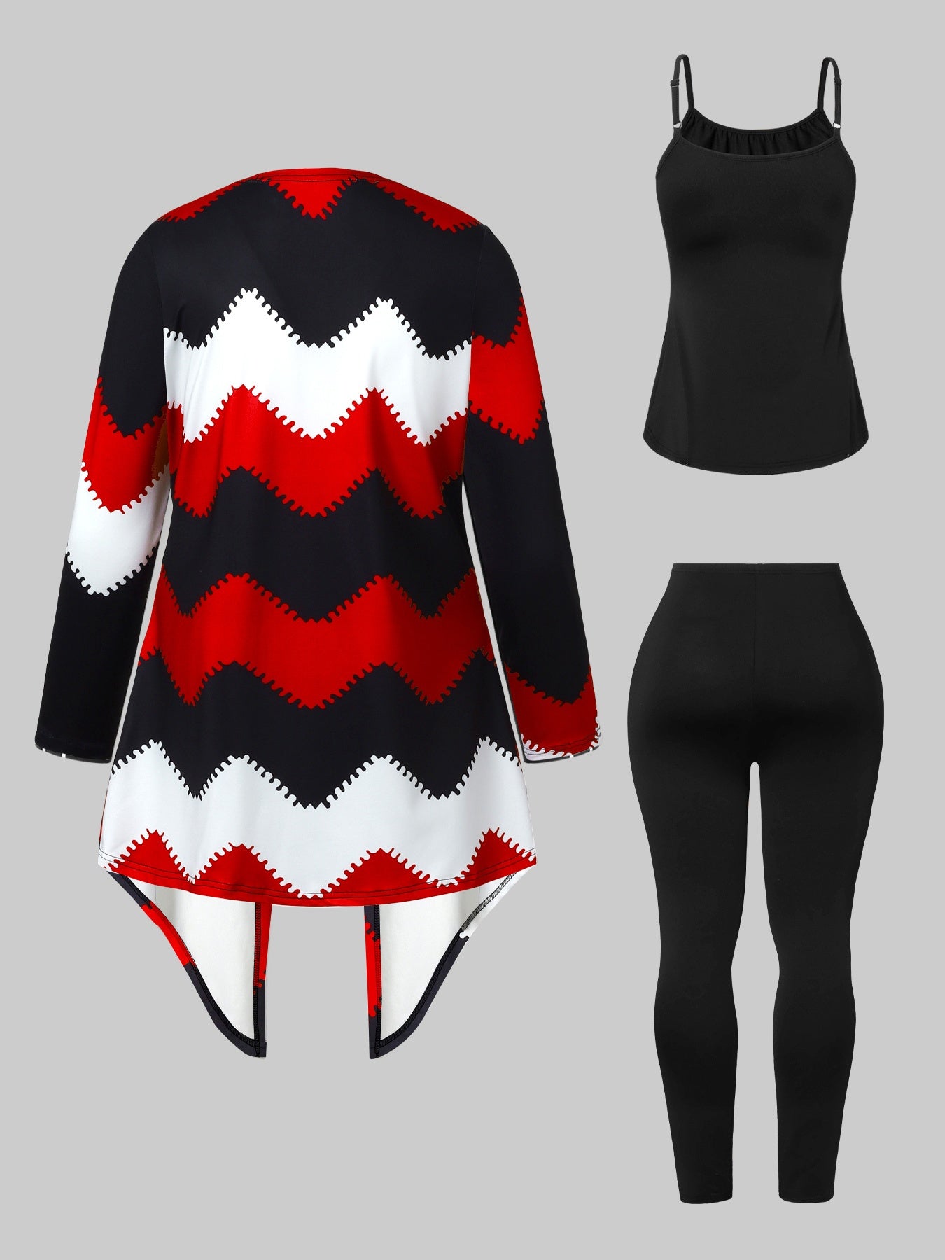 Casual Women Set With Camisole Leggings Chevron Cardigan