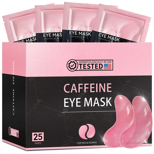 25PCS Caffeine Eye Mask with Glycerin And Collagen for Long-lasting Moisturizing, The Look Of Dark Circles, Brighten Light Beige, Caffeine Eye Light Beige Care for Women And Men, Suitable for All Light Beige Types, Perfect Gi