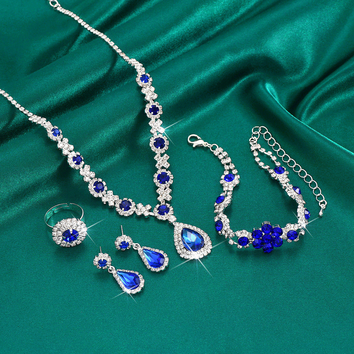Elegant Flower Water Drop Jewelry Set for Bridal Parties