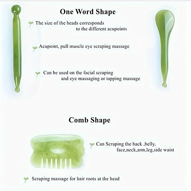 Natural Resin Gua Sha Set 7 Pieces for Face and Body