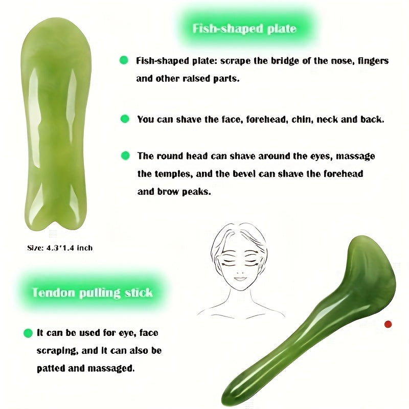 Gua Sha Facial Massage Set Jade Rose Quartz Tools Bag