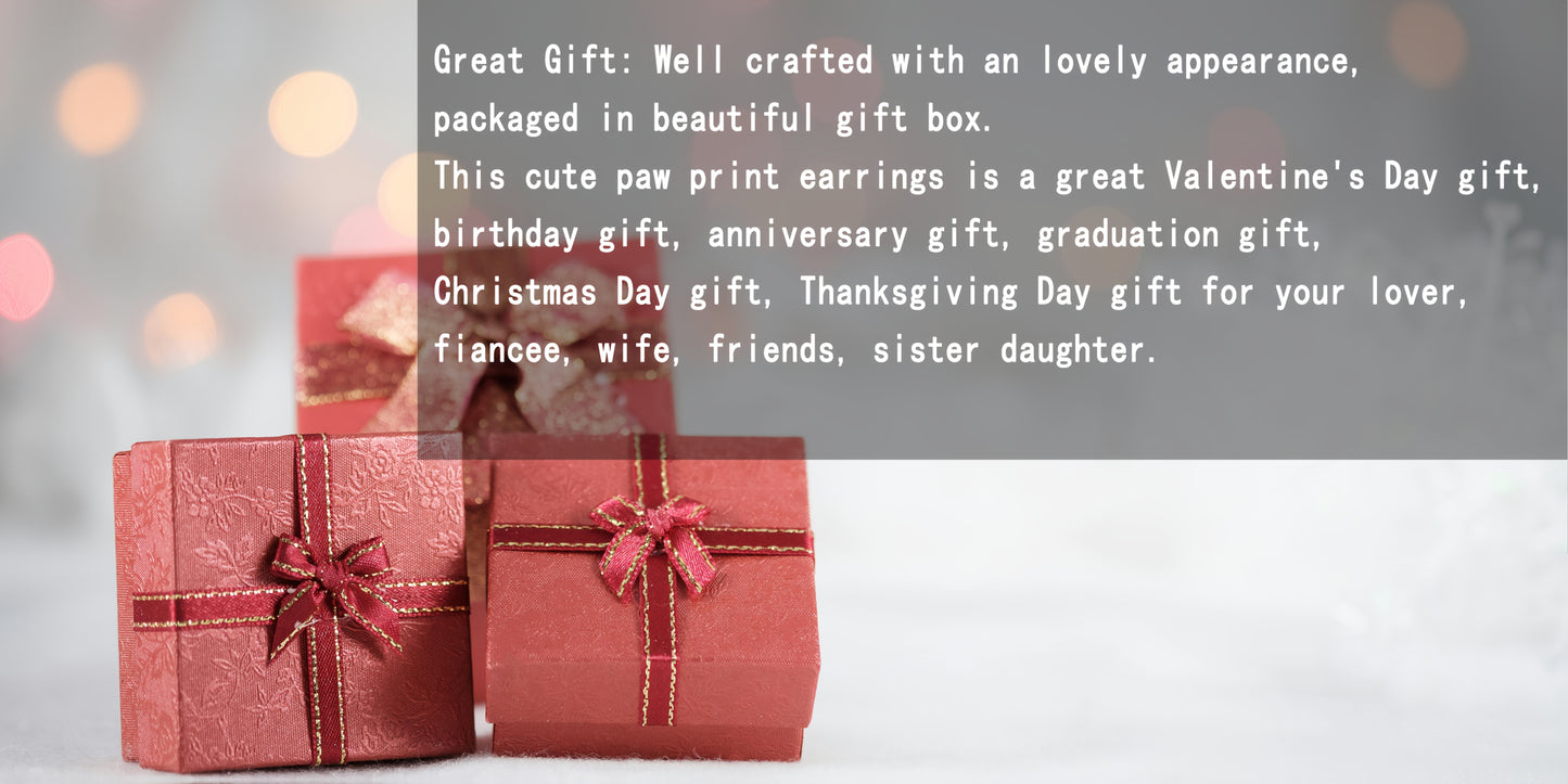 Sterling Silver Infinity Earrings - 925 Black Cat Paw Print Women's Memorial Jewelry Lover Gift - Valentine's Day Puppy Pet Paw Earrings