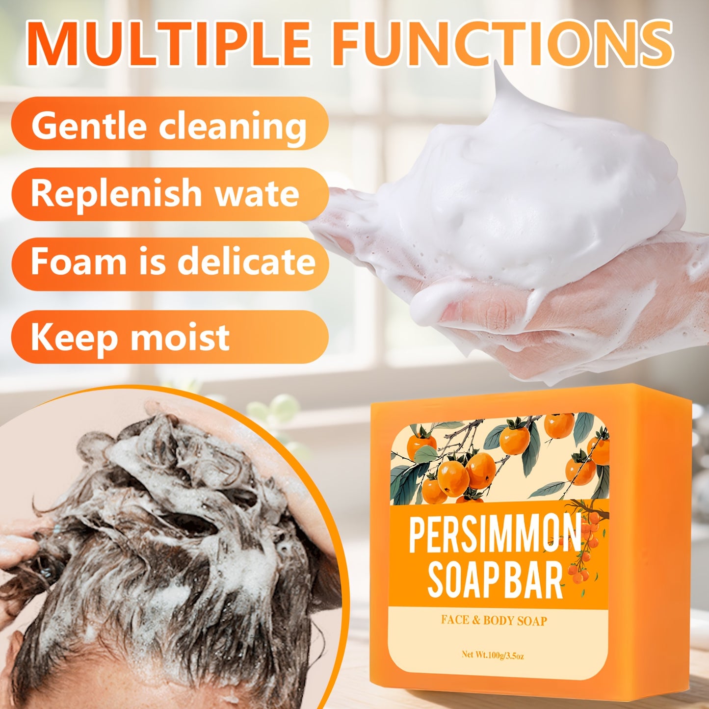 Persimmon Body Soap Bar For Odor Control Moisturizing