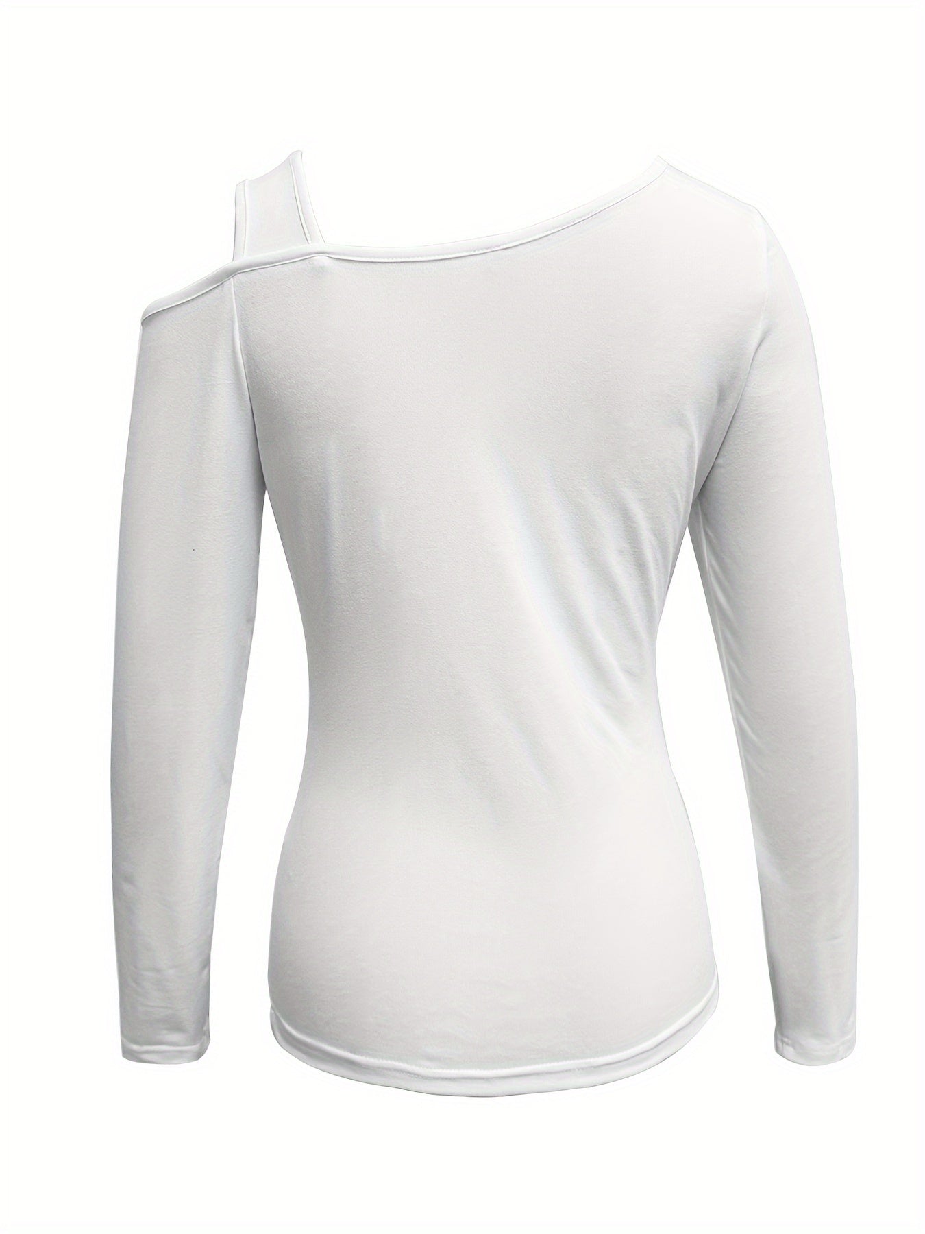 Cold Shoulder Cutout Tee With Asymmetrical Long Sleeve