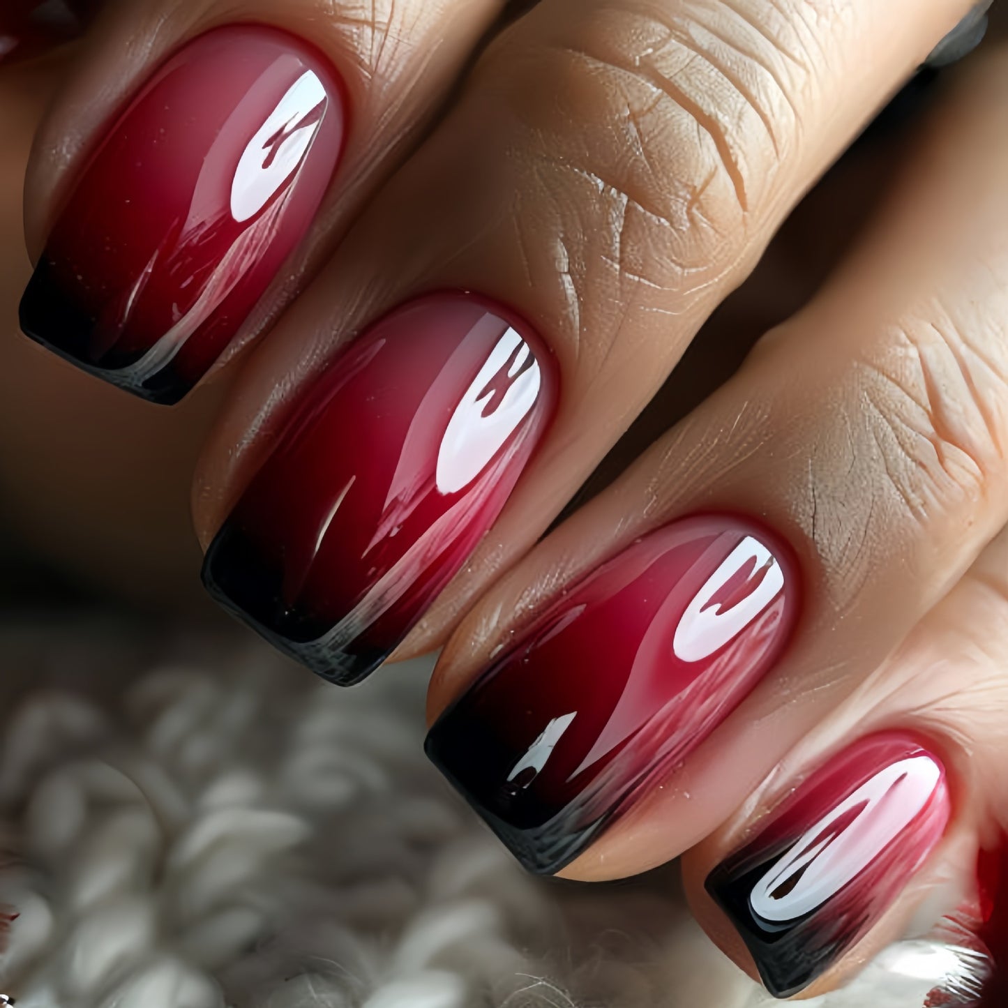 216pcs (9PACK)Pressing Nail Set - Medium Square, Glossy Surface, Striped and Gradient Design, Available in Brown, Blue, Purple Colors - Reusable Fake Nails, Suitable for Fashionable Nail Art Matching