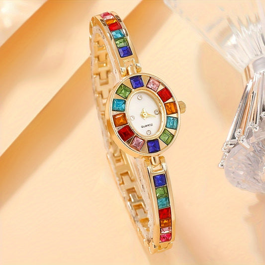 Elegant Golden-Tone Quartz Watch for Women with Luxury Strap