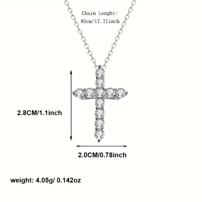 S925 Moissanite Cross Pendant Necklace Classic Design