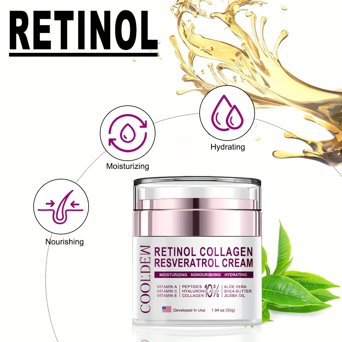 COOLDEW Retinol Collagen Resveratrol Cream With Peptides