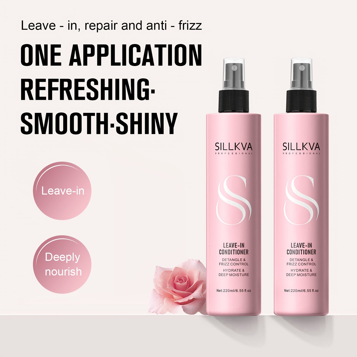 SILLKVA Biotin & Keratin Leave-In Spray - Anti-Frizz Treatment For Dry/Damaged/Curly Hair, Strengthens & Protects Against Breakage/Split Ends, Heat Protection, Detangler