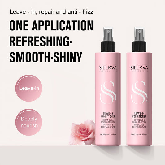 SILLKVA Biotin & Keratin Leave-In Spray - Anti-Frizz Treatment For Dry/Damaged/Curly Hair, Strengthens & Protects Against Breakage/Split Ends, Heat Protection, Detangler