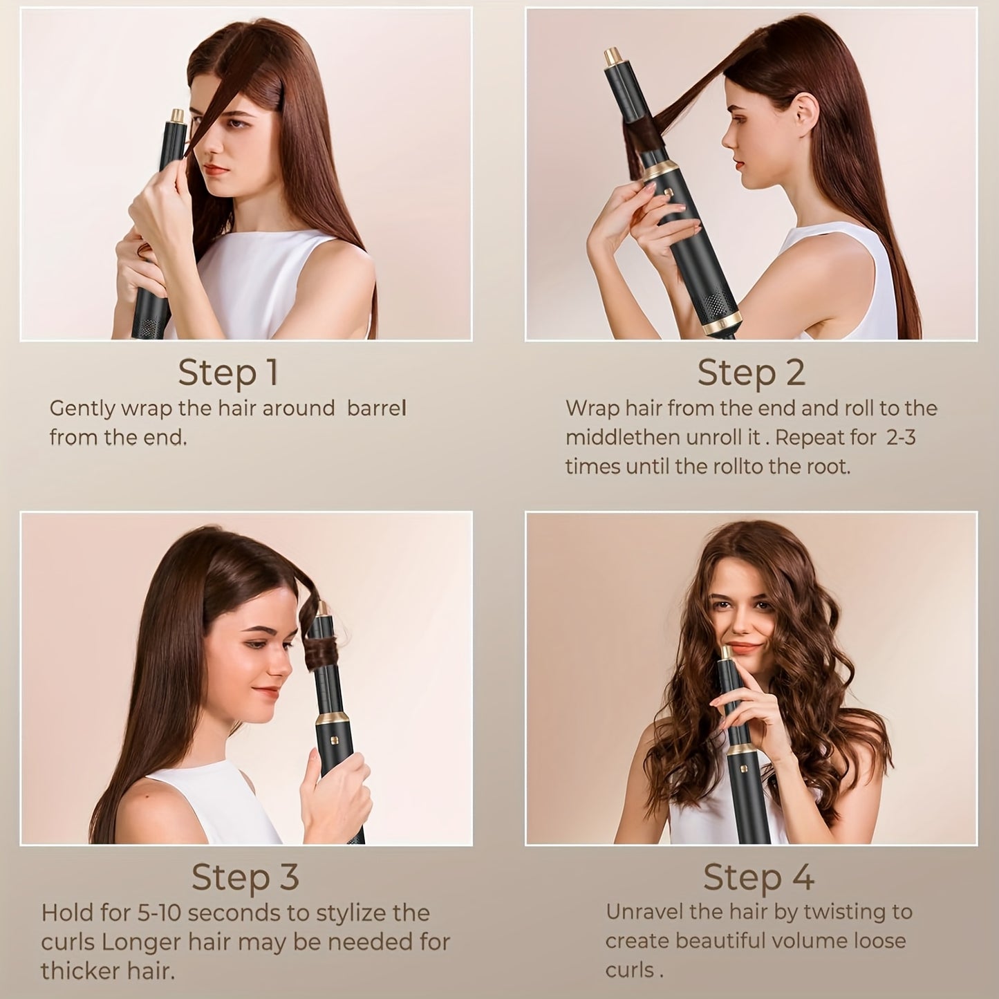 Blow Dryer Brush 5in 1, Negative Ion Hair Dryer Brush Set Air Styler Curling Wrap Air Curler, Upgrade Hot Air Brush Curling Iron Hair Styling Tools As A Gift for Straight/Curl/Drying/Smoothing,  Multifunctional Styler, Lightw