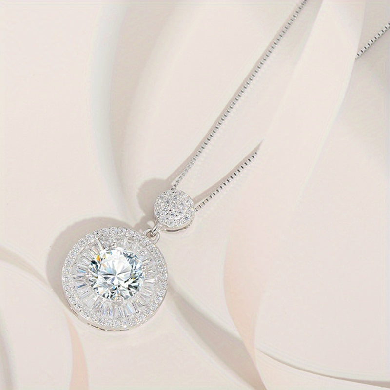 925 Sterling Silver Moissanite Necklace 2 Carat 18K Gold Plated