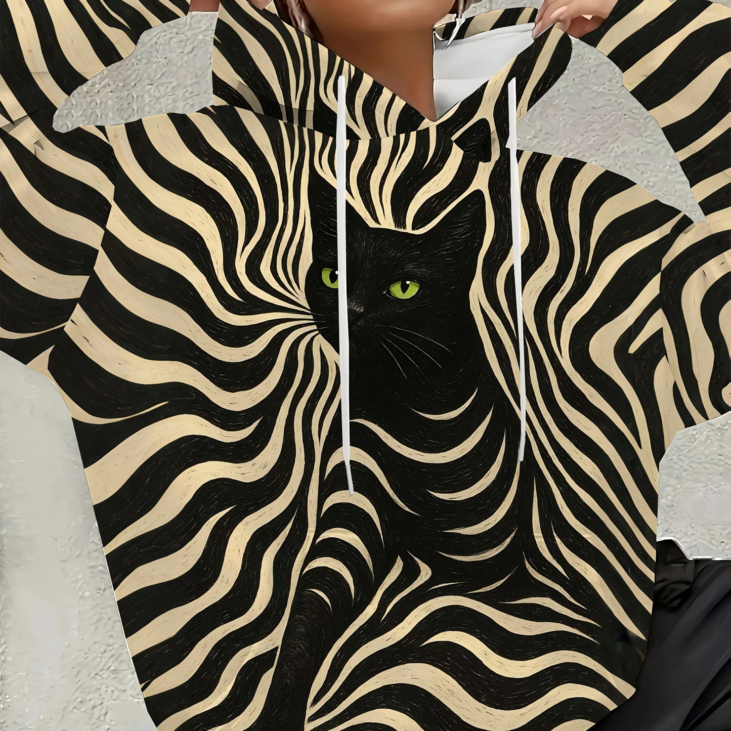 Zebra Print Hooded Sweatshirt Women Pullover For Everyday