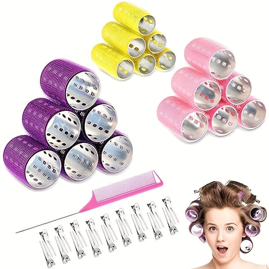 Aluminum Hot Hair Roll Set with Styling Tools and Clips