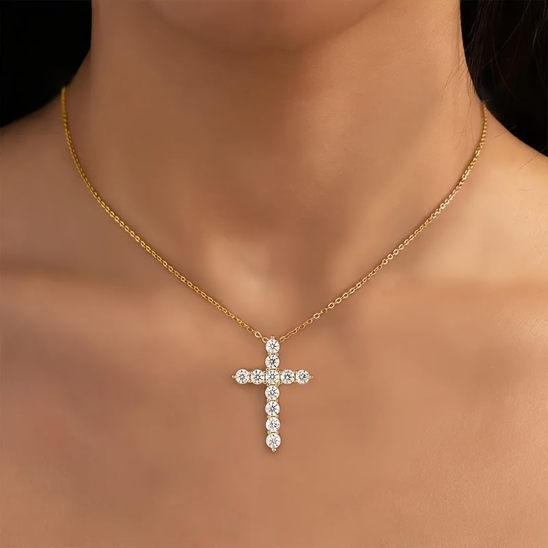 S925 Moissanite Cross Pendant Necklace Classic Design